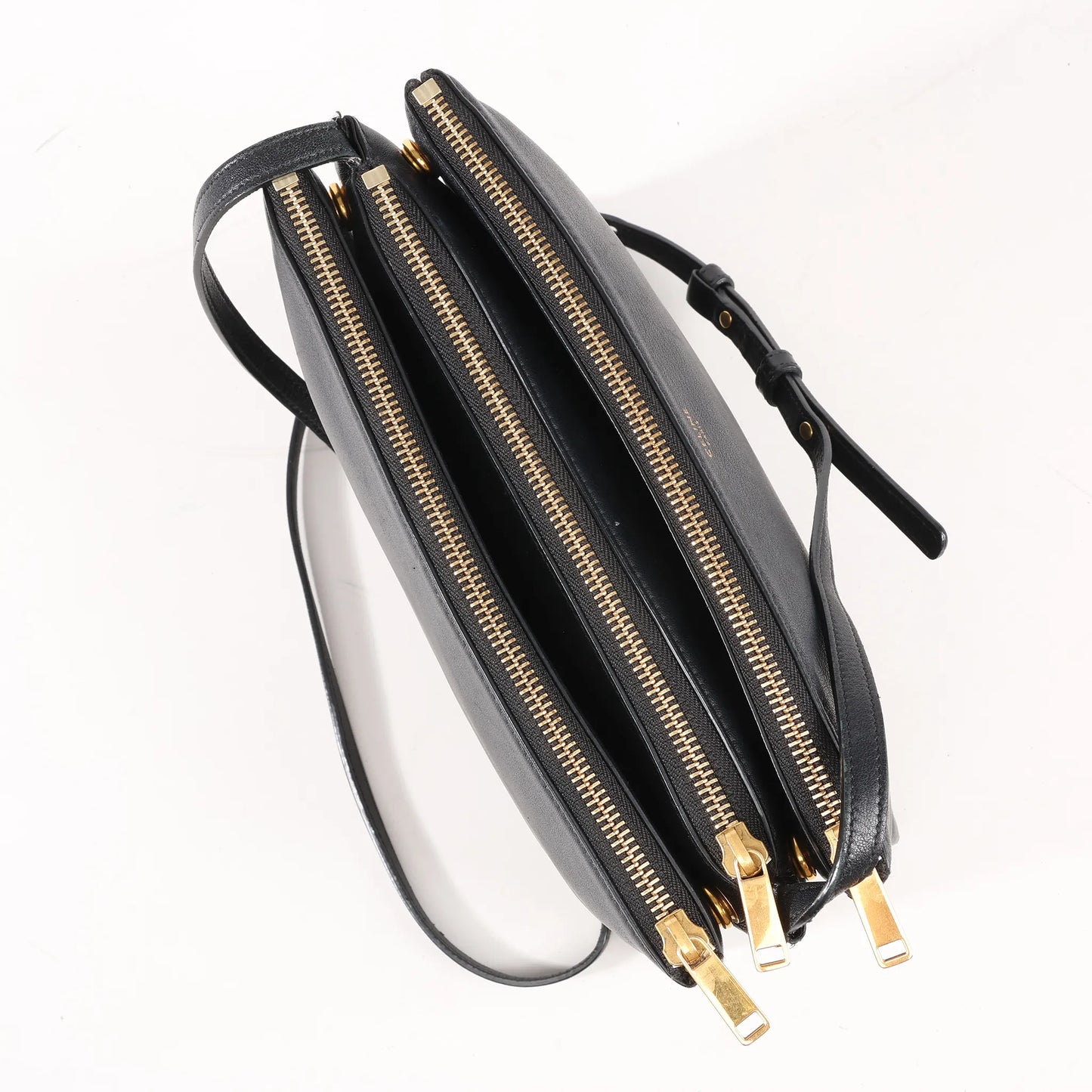 Celine Trio Large Leather Crossbody bag in Black