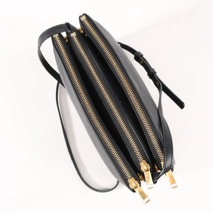 Celine Trio Large Leather Crossbody bag in Black