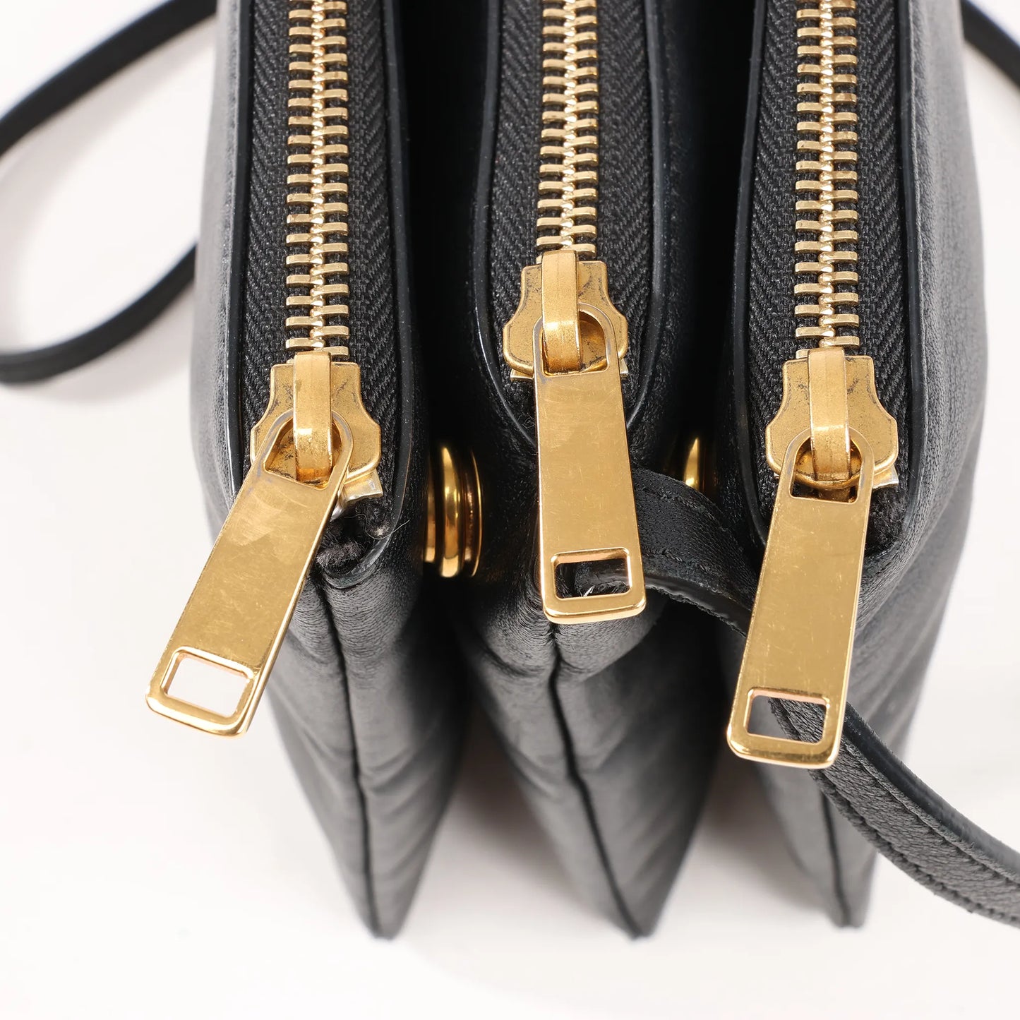 Celine Trio Large Leather Crossbody bag in Black