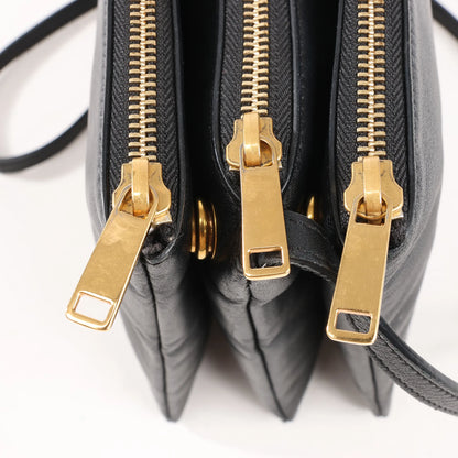 Celine Trio Large Leather Crossbody bag in Black