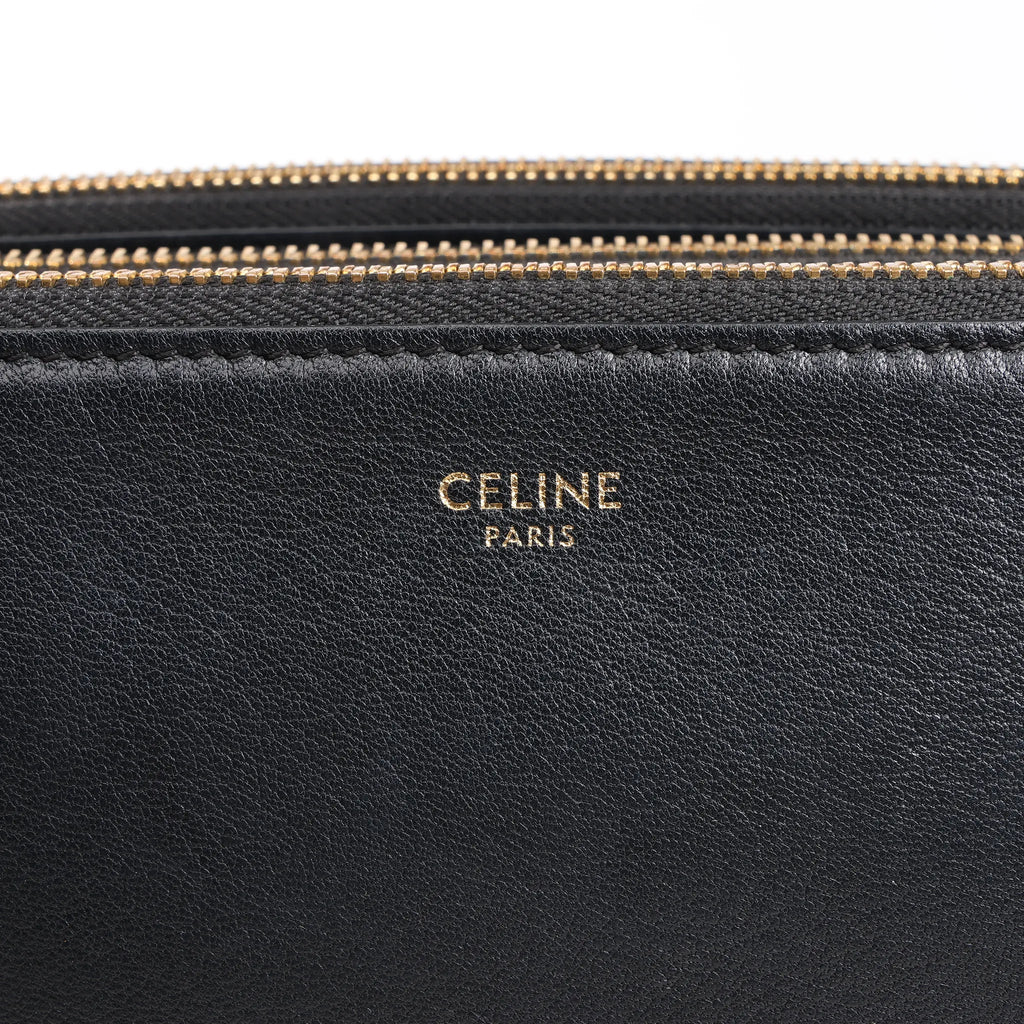 Celine Trio Large Leather Crossbody bag in Black