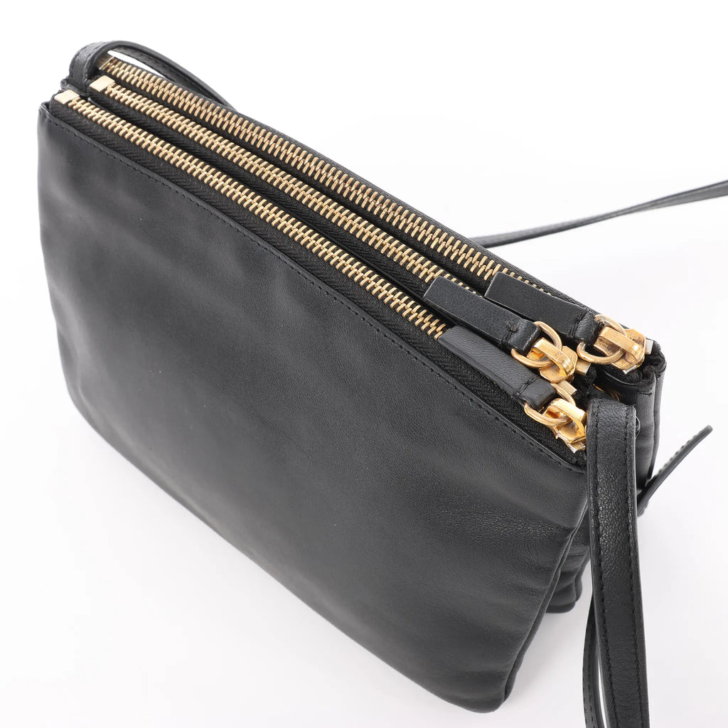 Celine Trio Small Leather Crossbody bag in Black