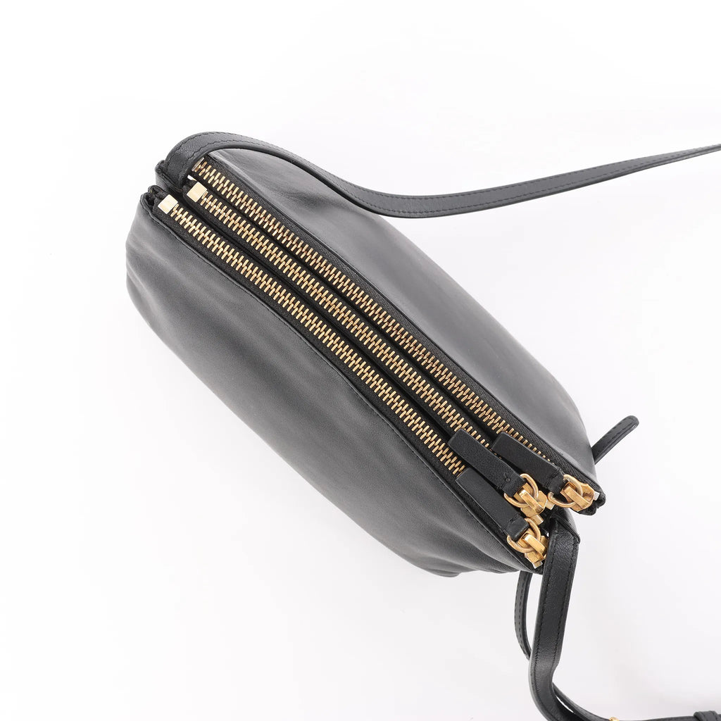 Celine Trio Small Leather Crossbody bag in Black