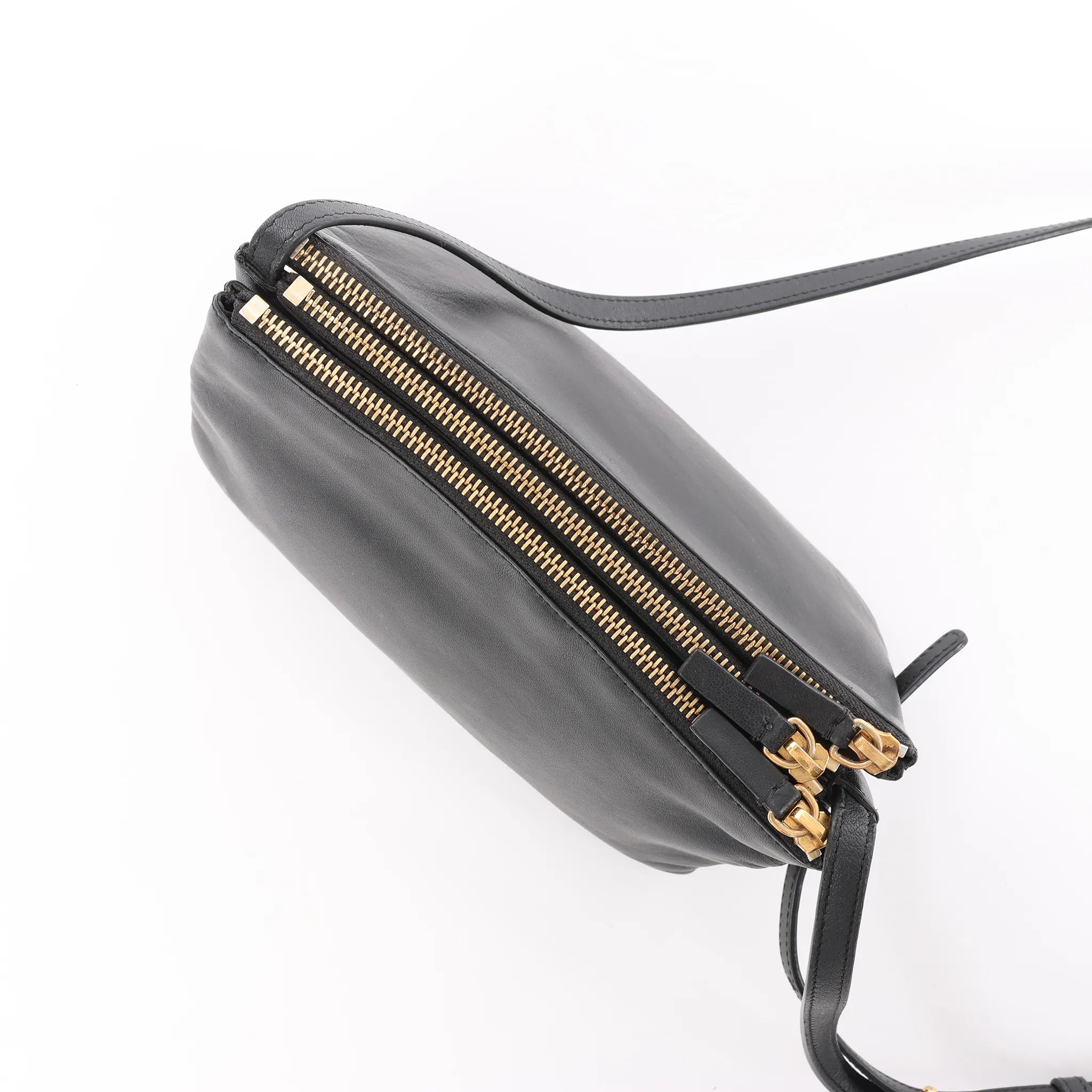 Celine Trio Small Leather Crossbody bag in Black