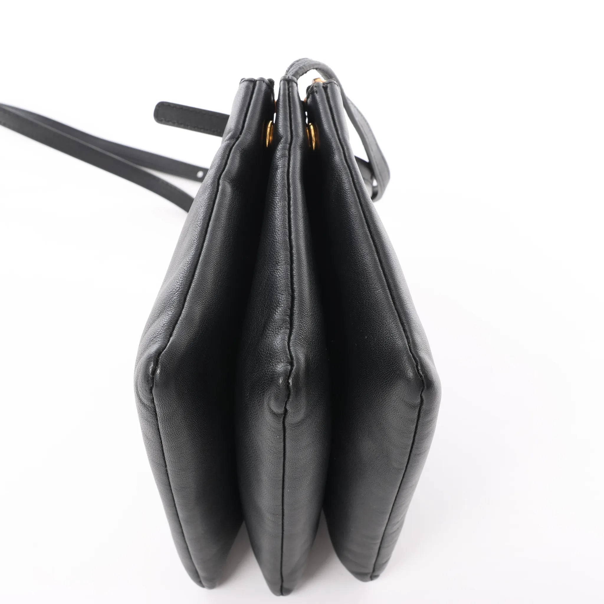 Celine Trio Small Leather Crossbody bag in Black