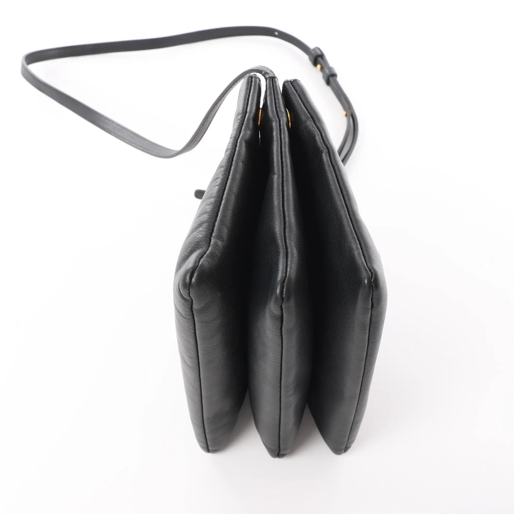 Celine Trio Small Leather Crossbody bag in Black