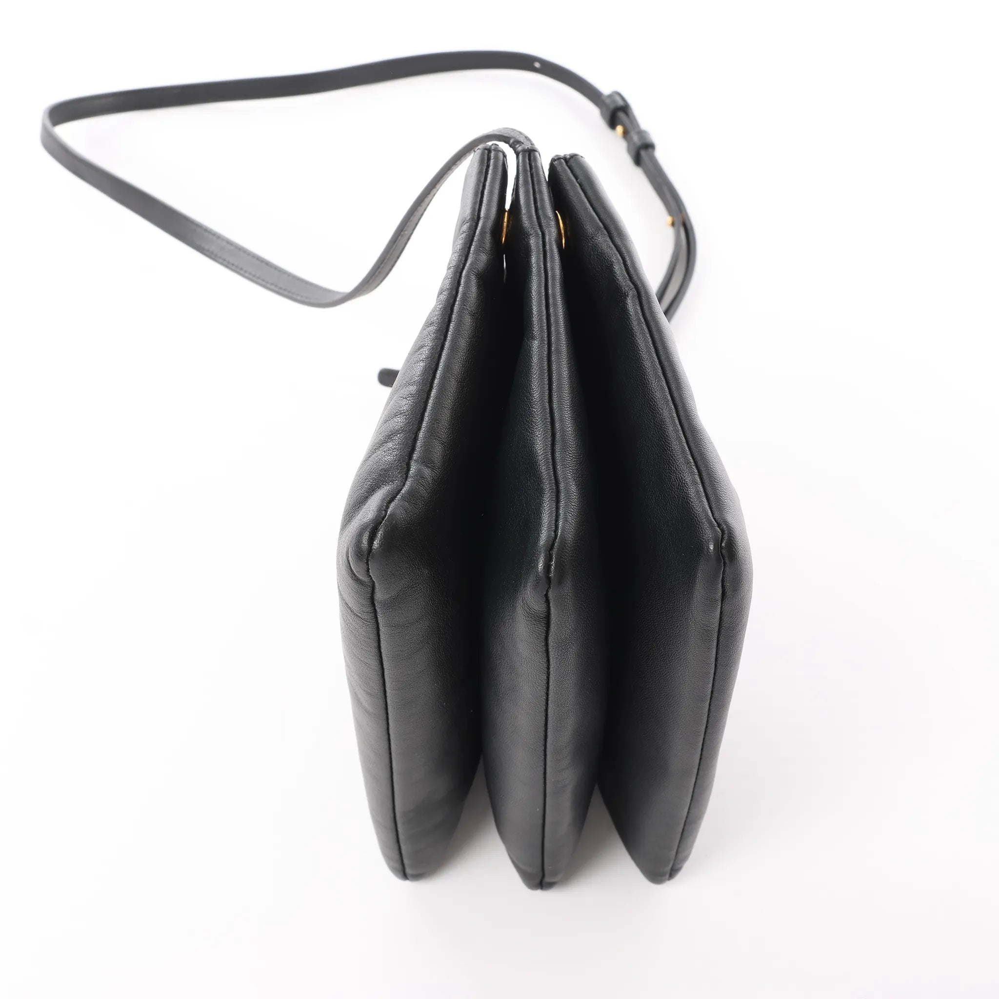 Celine Trio Small Leather Crossbody bag in Black