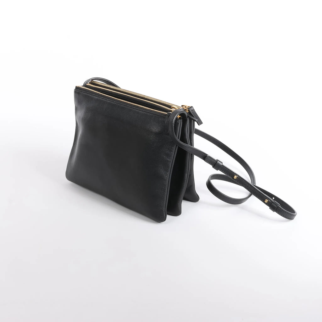 Celine Trio Large Leather Crossbody bag in Black