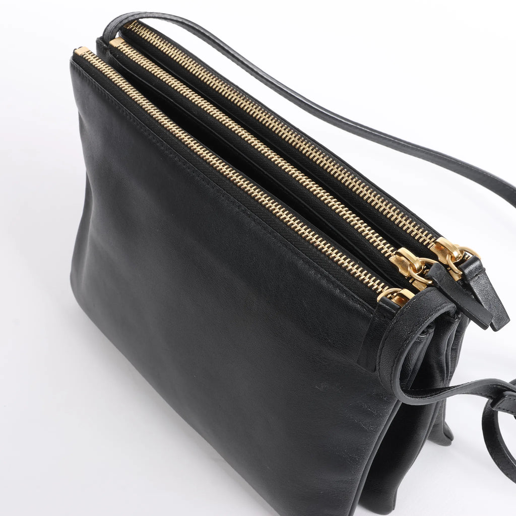 Celine Trio Large Leather Crossbody bag in Black