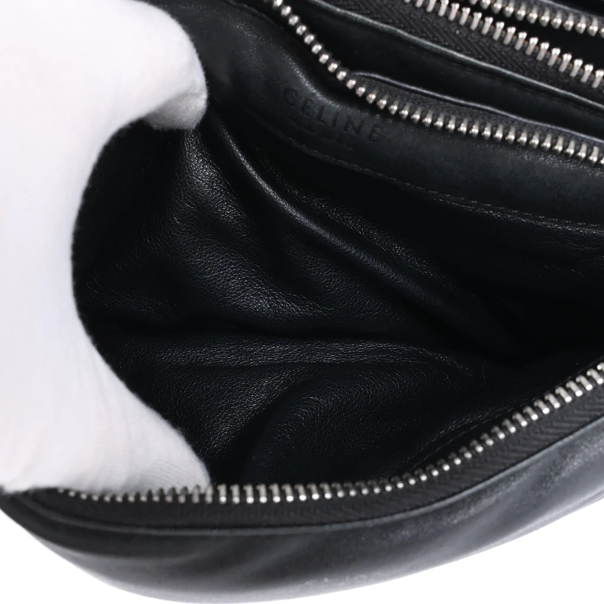 Celine Soft Trio Small Leather Crossbody bag in Black