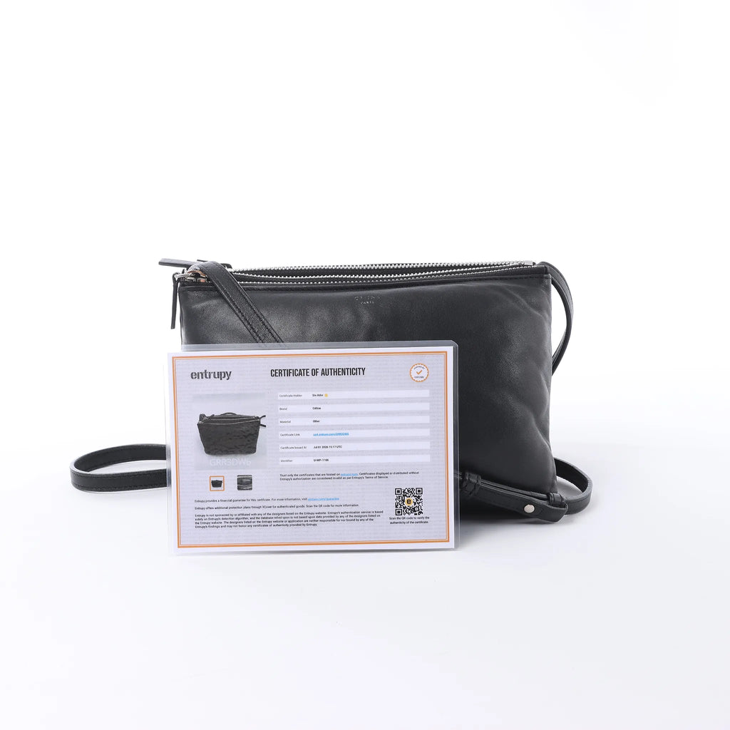Celine Soft Trio Small Leather Crossbody bag in Black