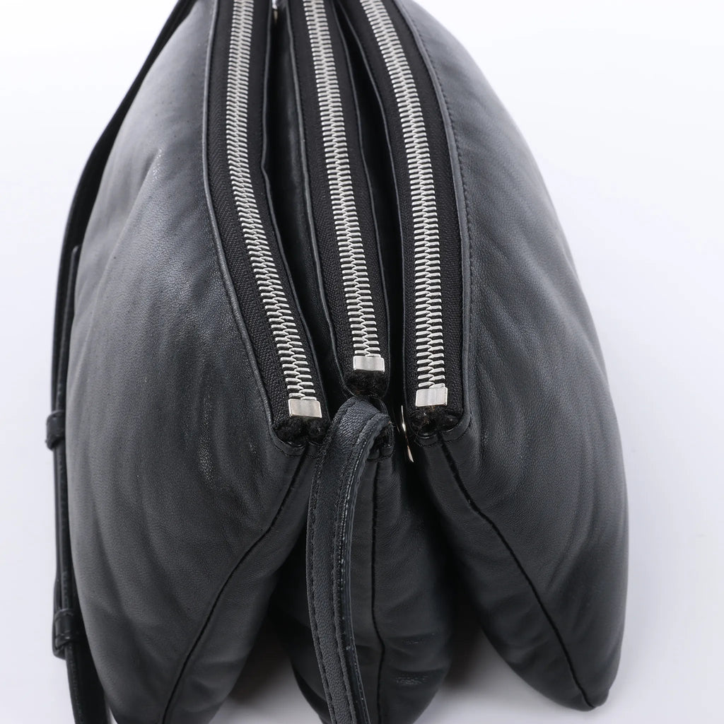 Celine Soft Trio Small Leather Crossbody bag in Black