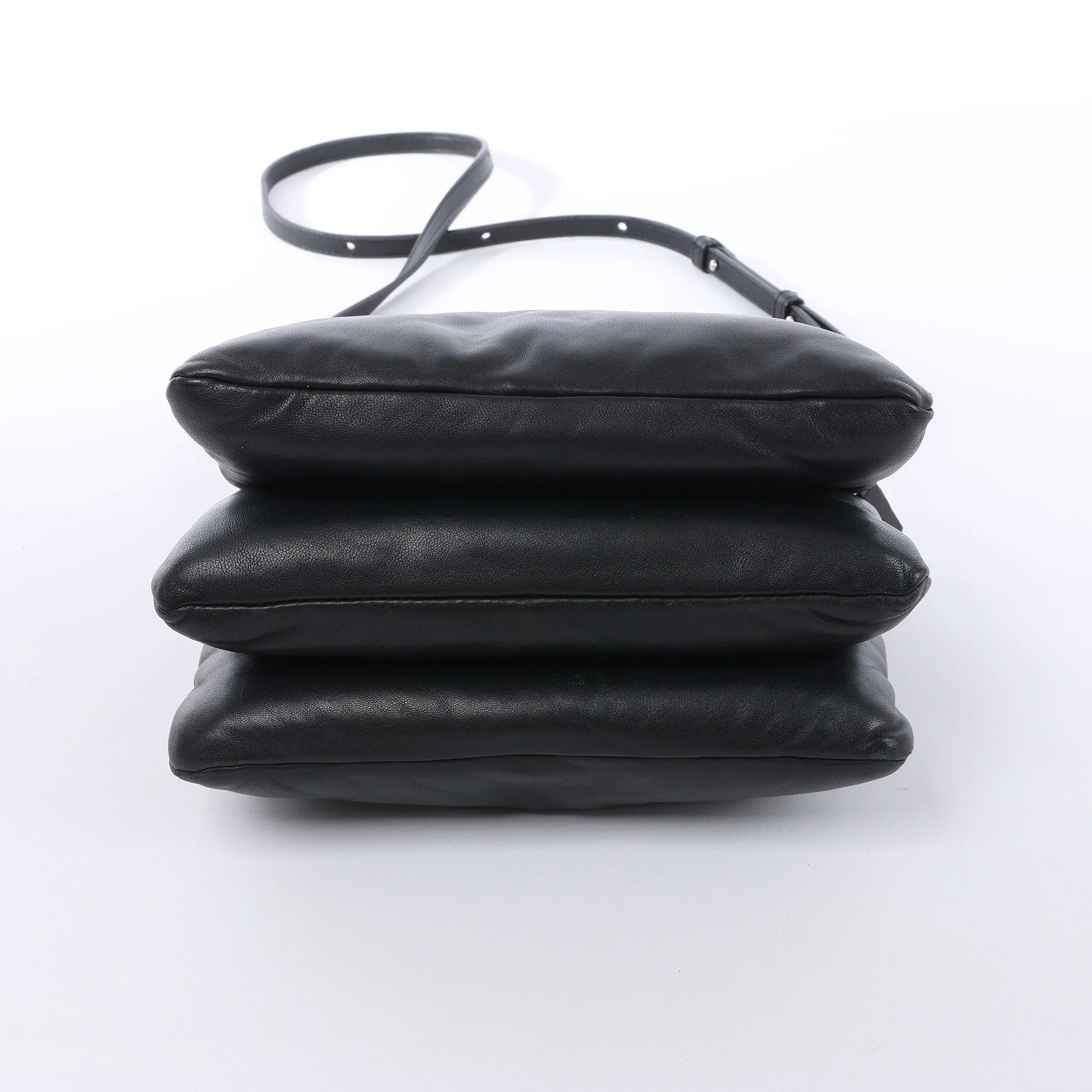 Celine Soft Trio Small Leather Crossbody bag in Black