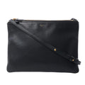 Celine Trio Large black leather crossbody bag with a rectangular shape, top zip closure, gold-tone logo and adjustable shoulder strap.