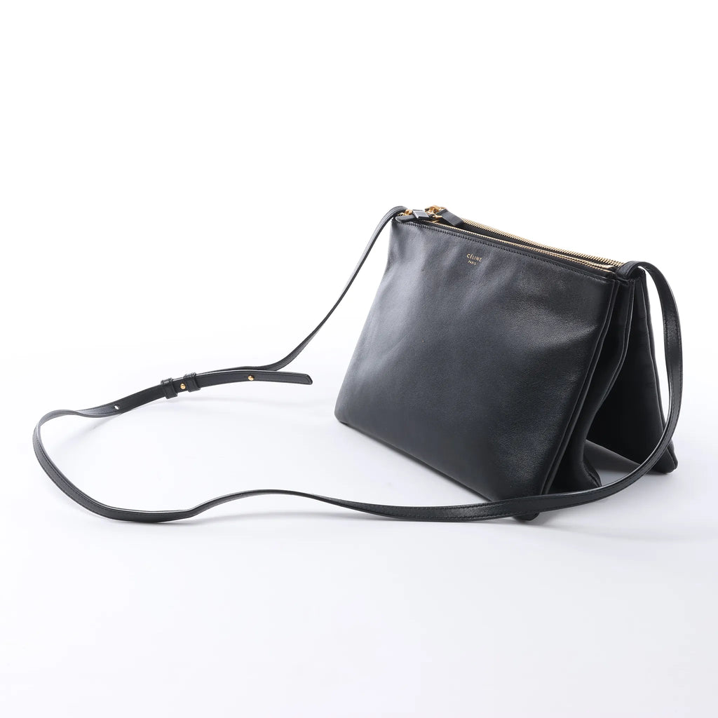 Celine Trio Large Leather Crossbody bag in Black
