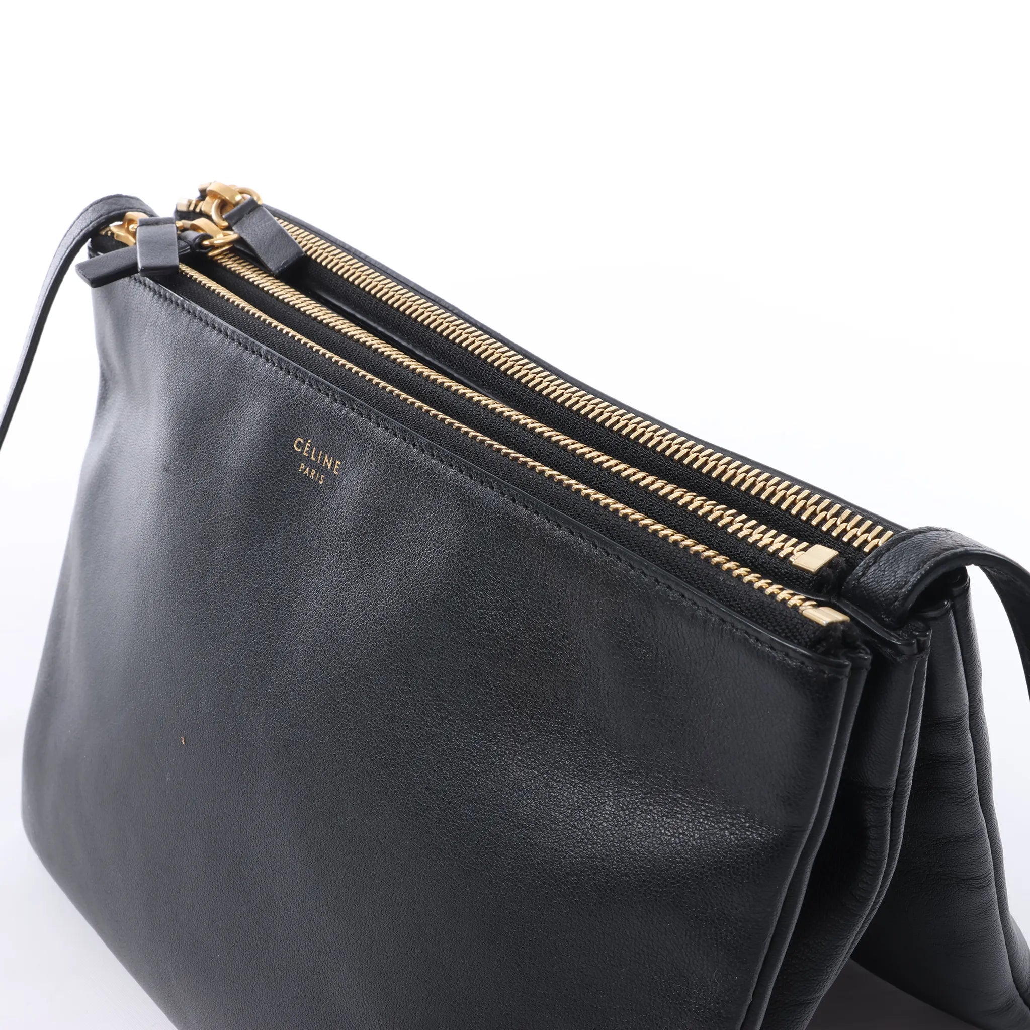 Celine Trio Large Leather Crossbody bag in Black