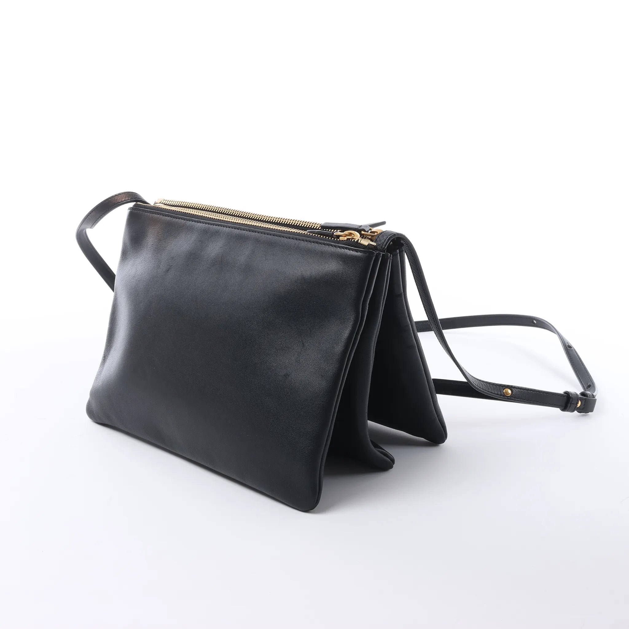 Celine Trio Large Leather Crossbody bag in Black
