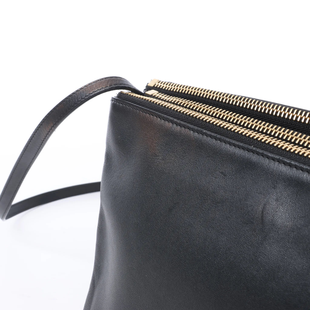 Celine Trio Large Leather Crossbody bag in Black