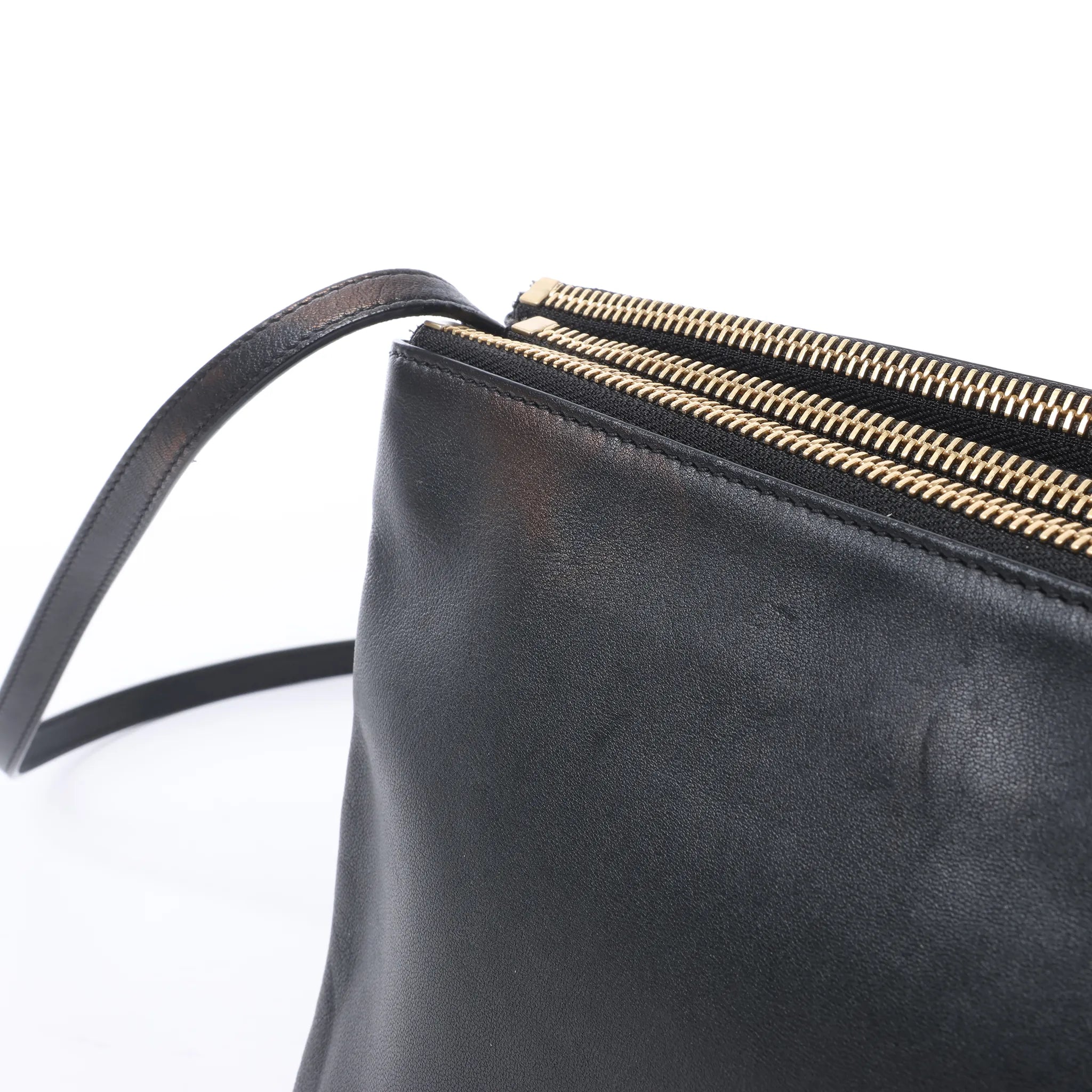 Celine Trio Large Leather Crossbody bag in Black