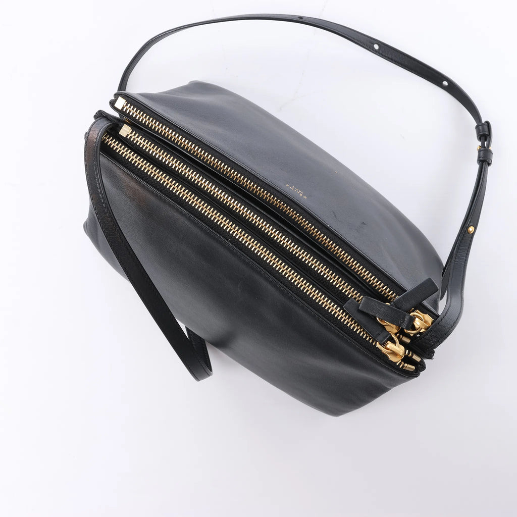 Celine Trio Large Leather Crossbody bag in Black