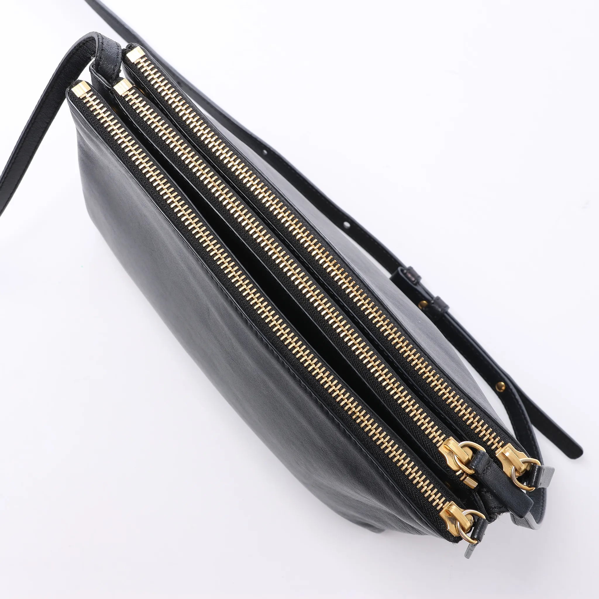 Celine Trio Large Leather Crossbody bag in Black