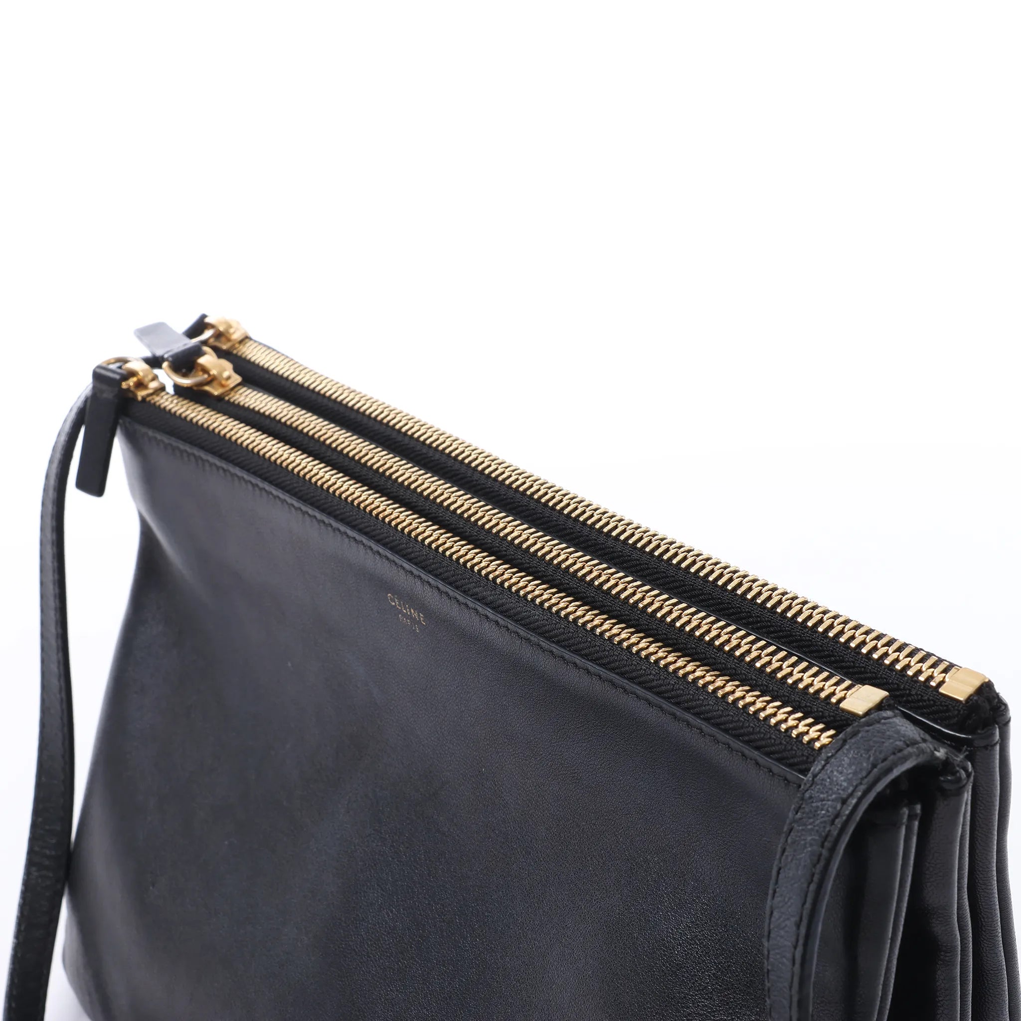 Celine Trio Large Leather Crossbody bag in Black