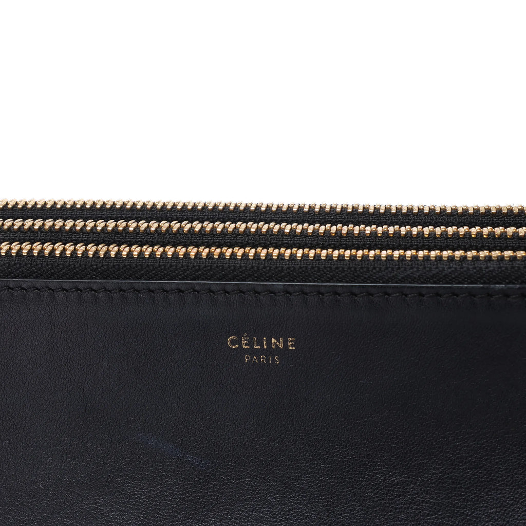 Celine Trio Large Leather Crossbody bag in Black