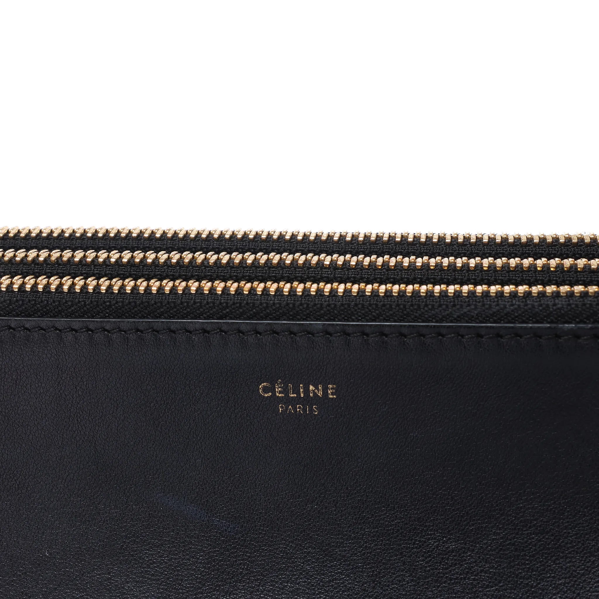 Celine Trio Large Leather Crossbody bag in Black