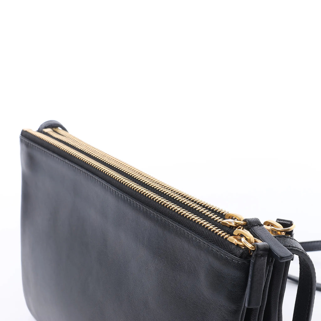 Celine Trio Large Leather Crossbody bag in Black