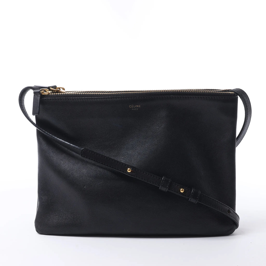 Celine Trio Large Leather Crossbody bag in Black
