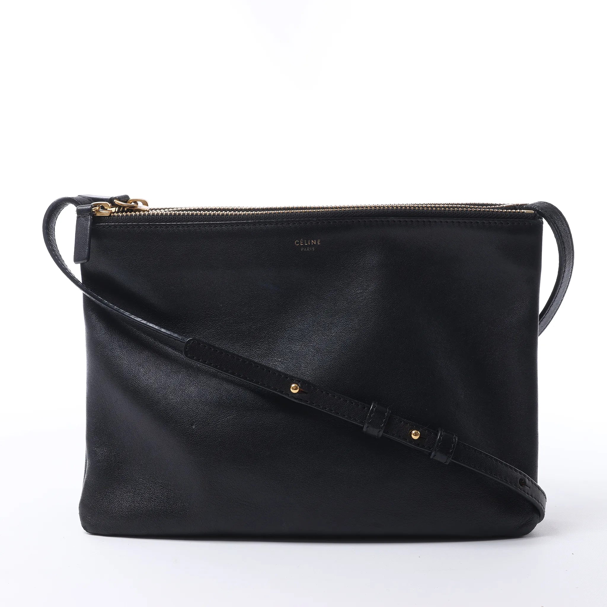Celine Trio Large Leather Crossbody bag in Black