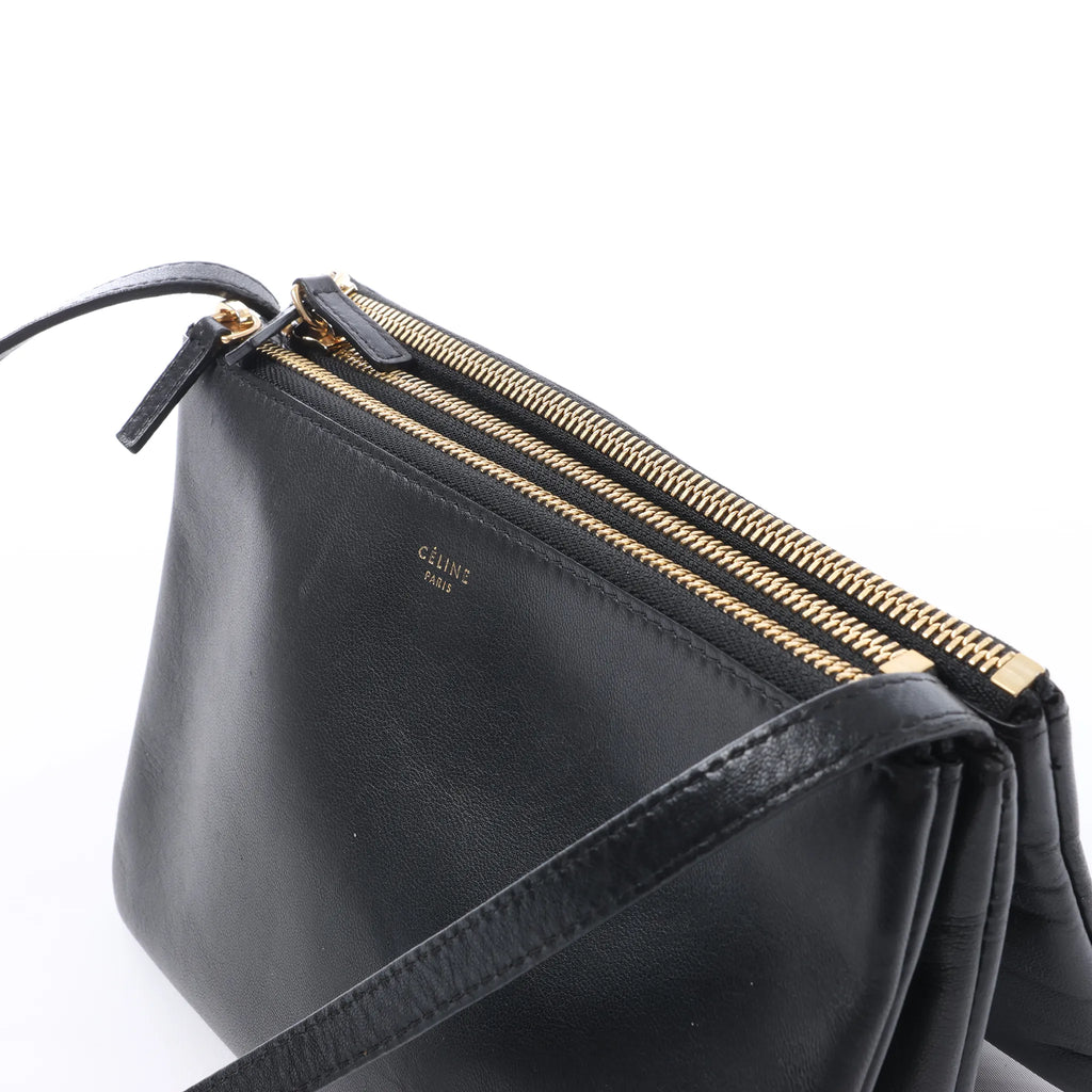 Celine Trio Small Leather Crossbody bag in Black