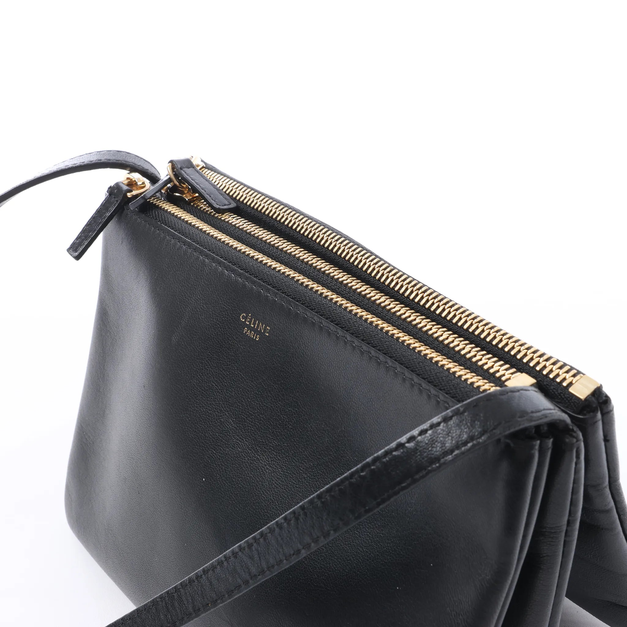 Celine Trio Small Leather Crossbody bag in Black