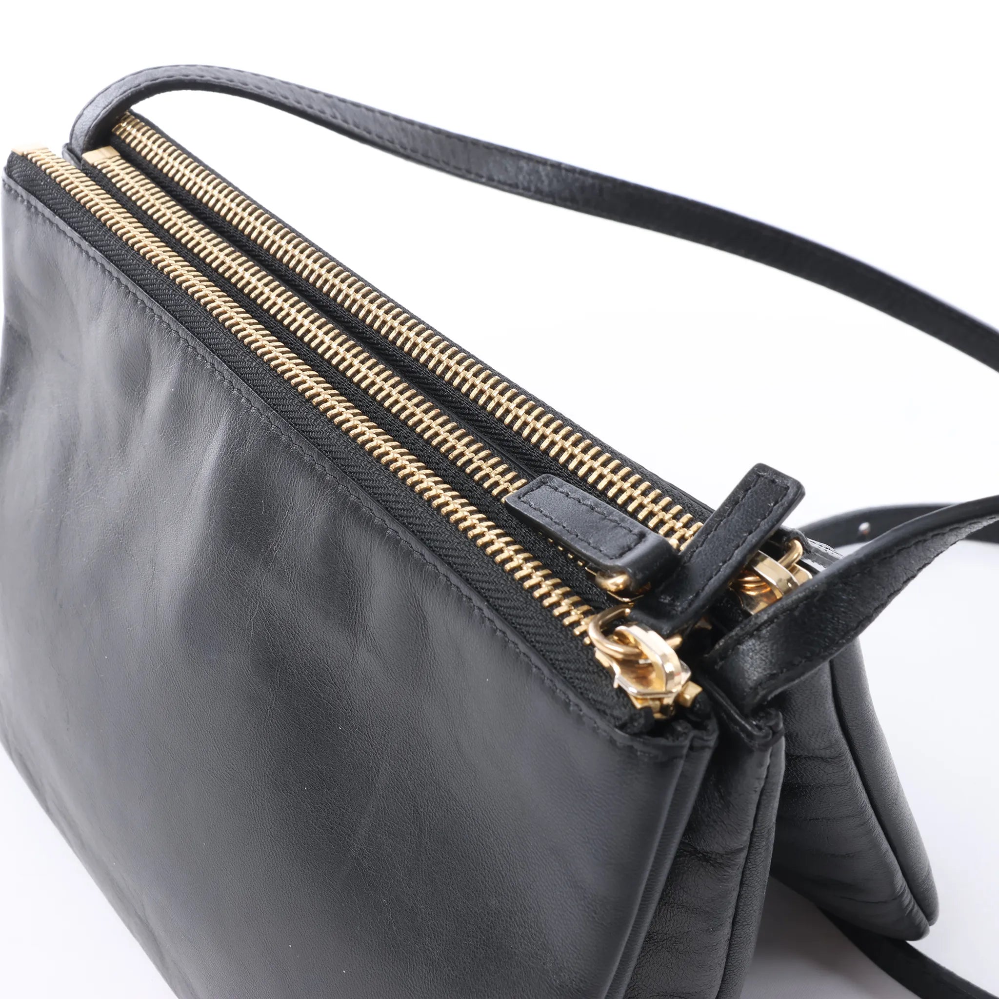 Celine Trio Small Leather Crossbody bag in Black