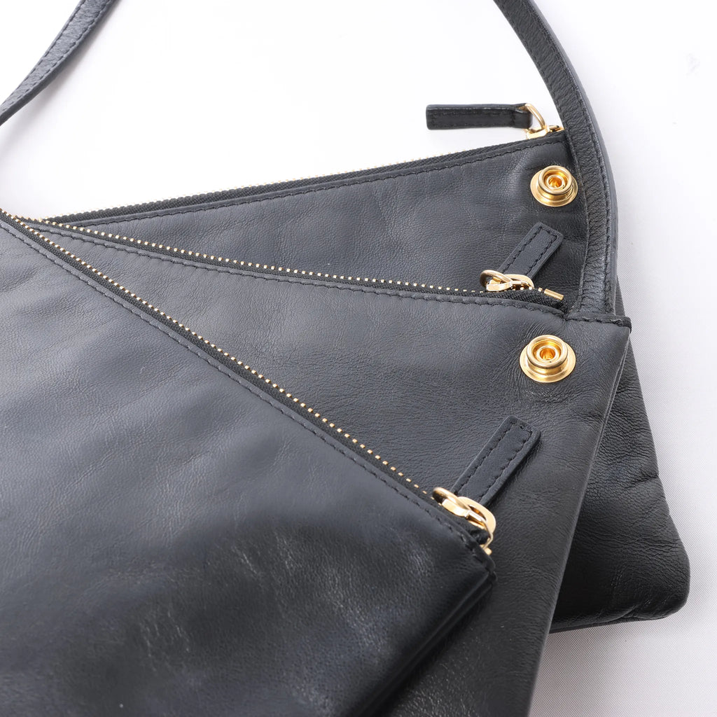 Celine Trio Small Leather Crossbody bag in Black