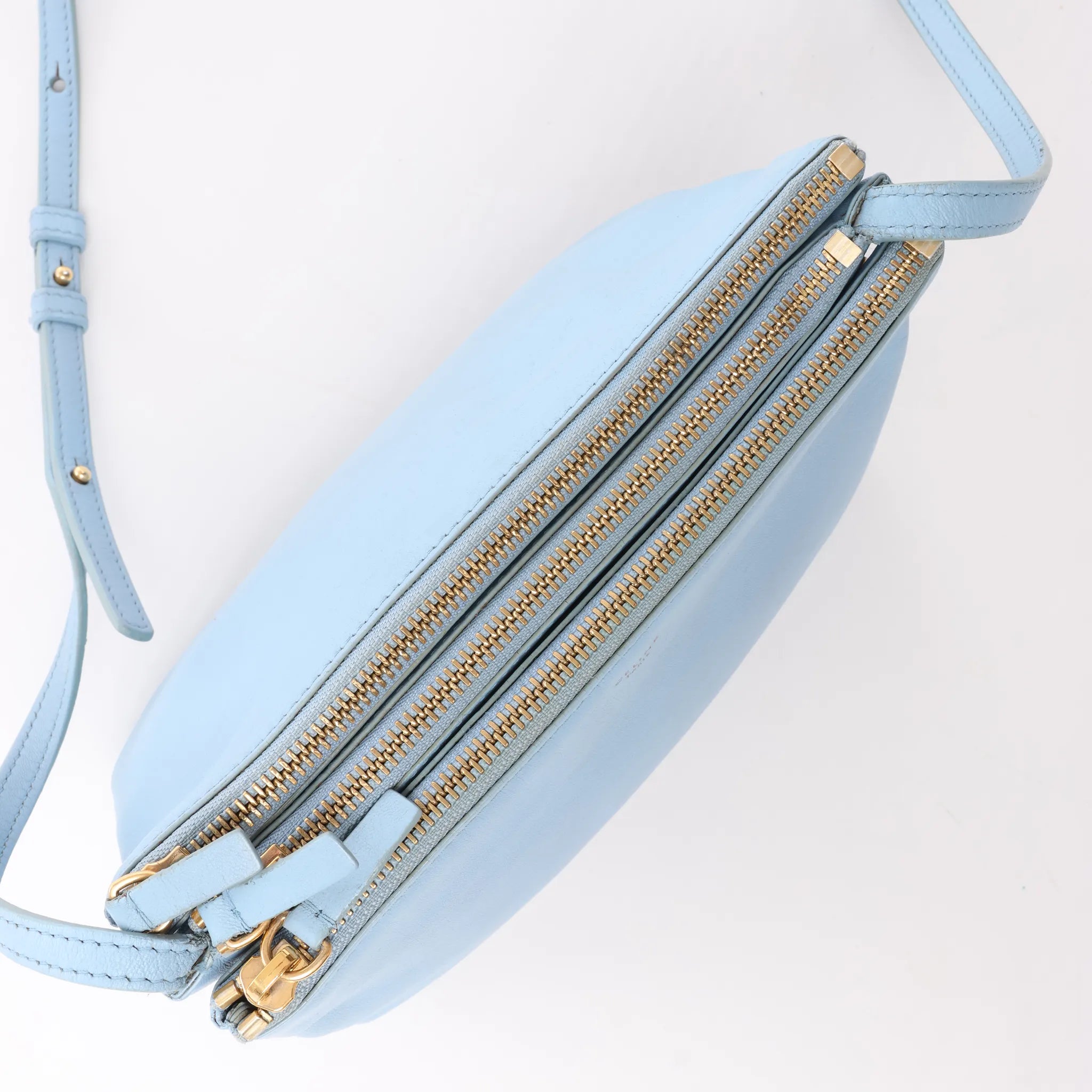 Celine Trio Small Leather Crossbody bag in Blue