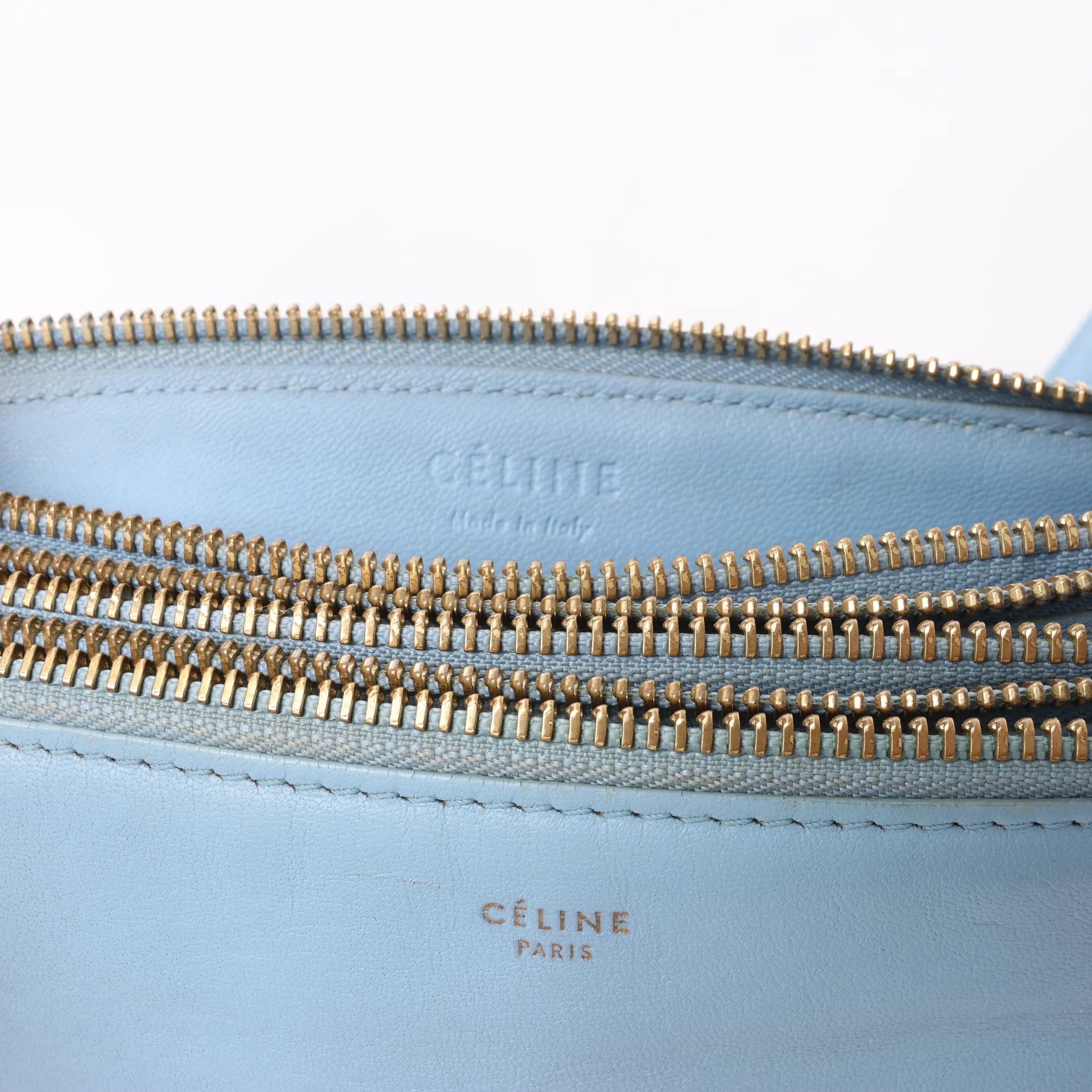 Celine Trio Small Leather Crossbody bag in Blue