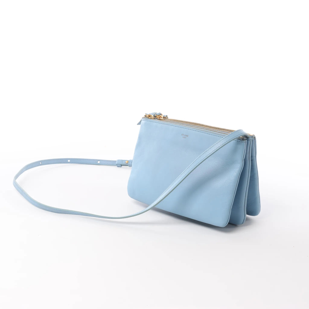 Celine Trio Small Leather Crossbody bag in Blue