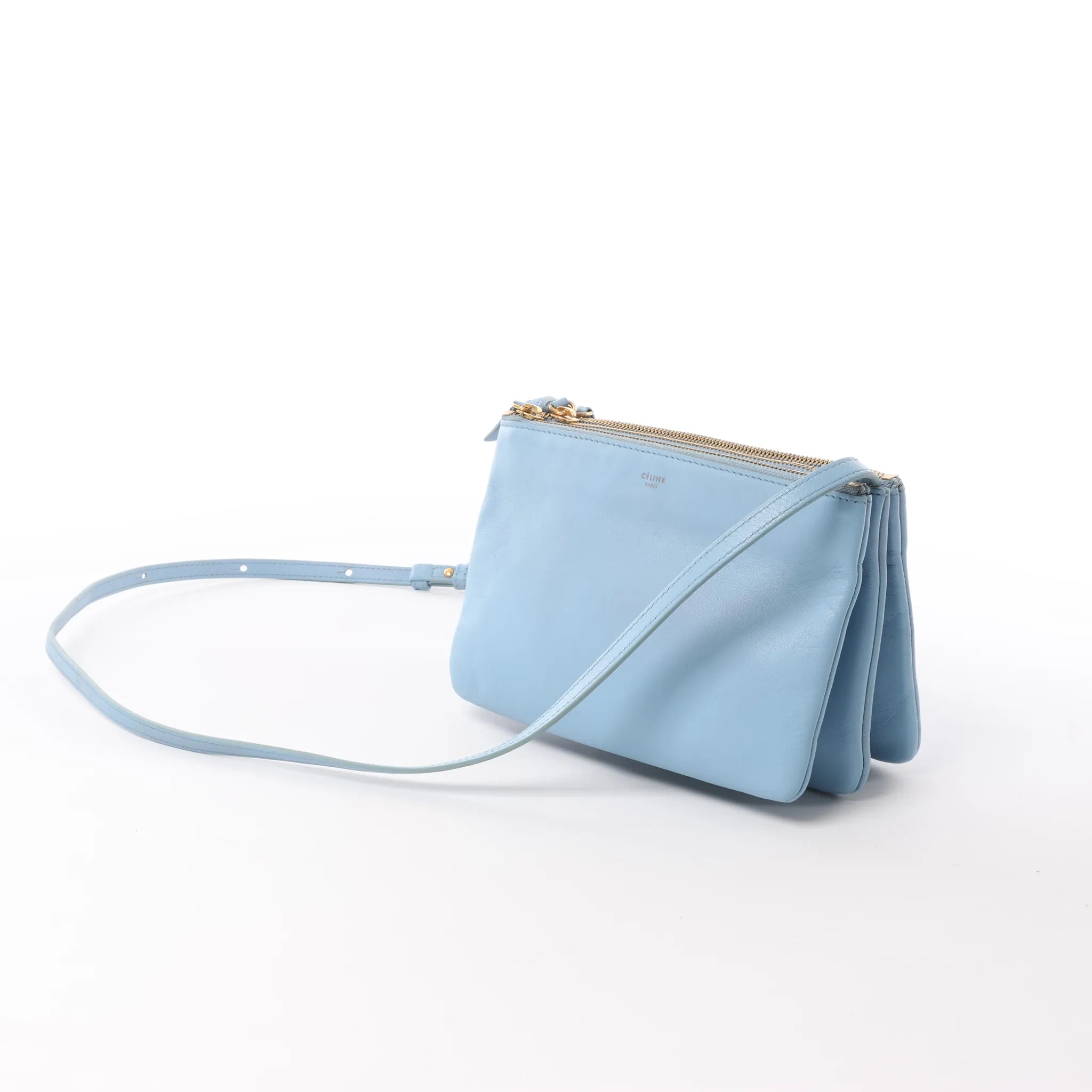 Celine Trio Small Leather Crossbody bag in Blue