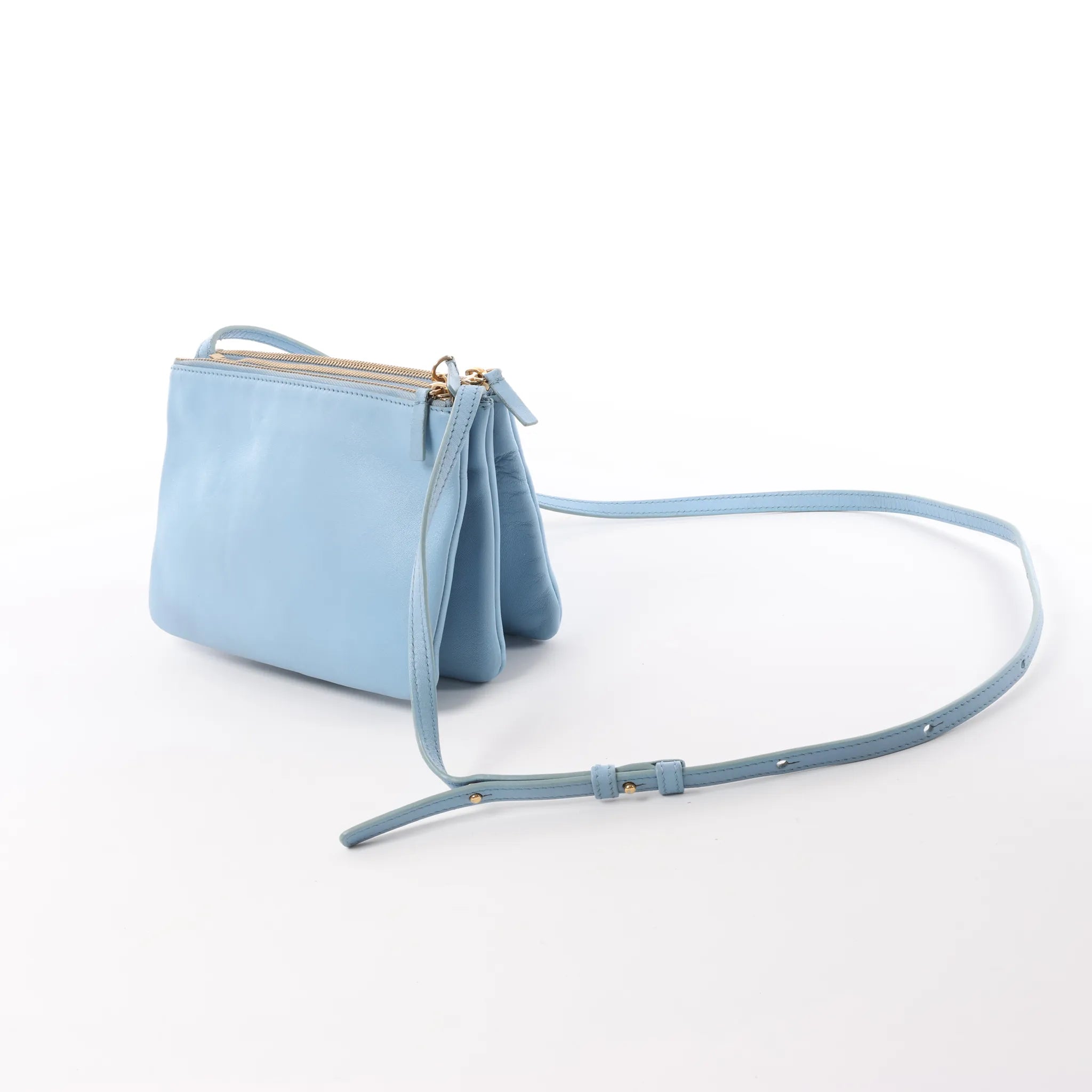 Celine Trio Small Leather Crossbody bag in Blue
