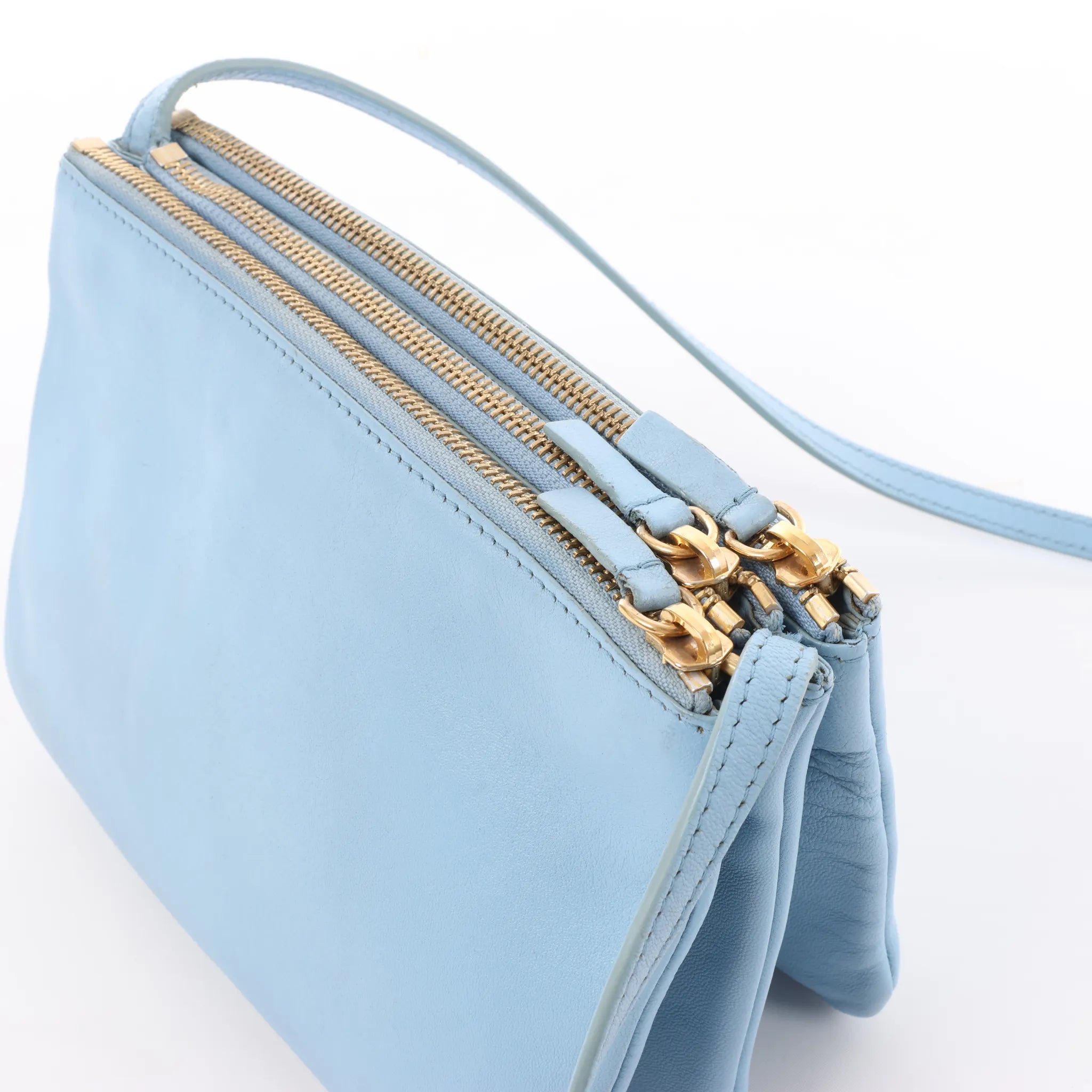 Celine Trio Small Leather Crossbody bag in Blue