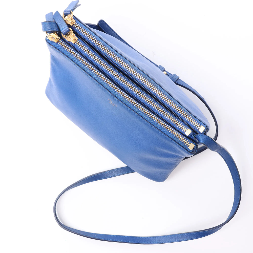 Celine Trio Small Leather Crossbody bag in Blue