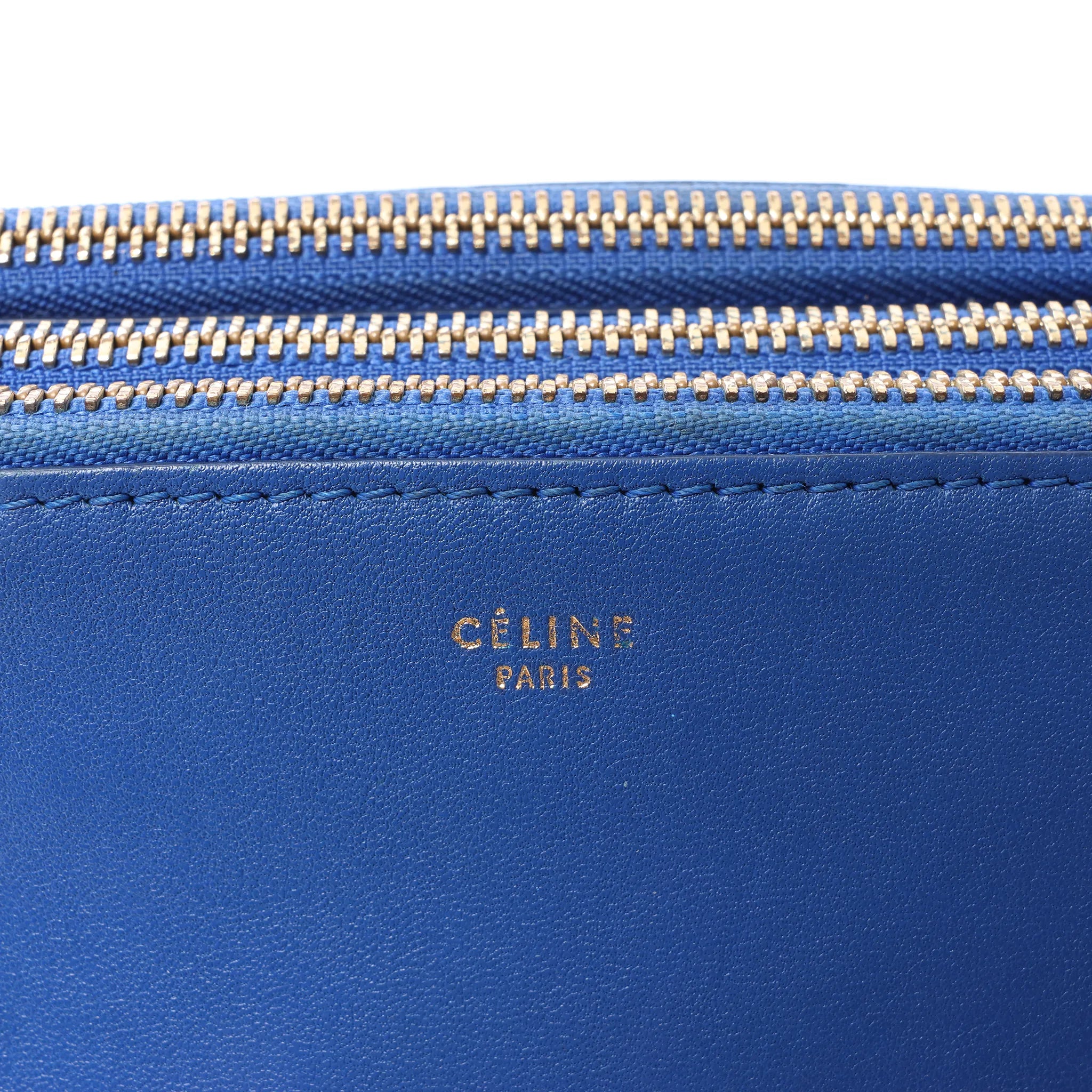 Celine Trio Small Leather Crossbody bag in Blue