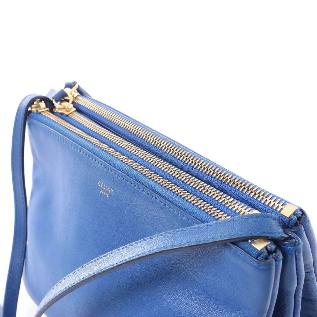 Celine Trio Small Leather Crossbody bag in Blue