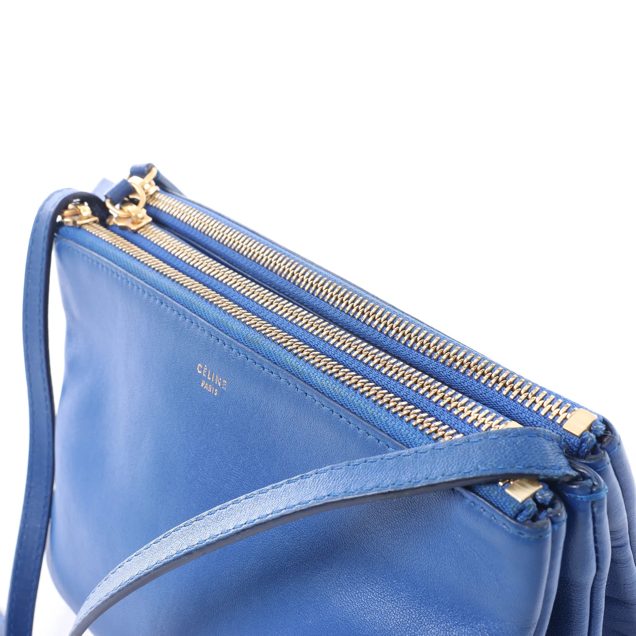 Celine Trio Small Leather Crossbody bag in Blue
