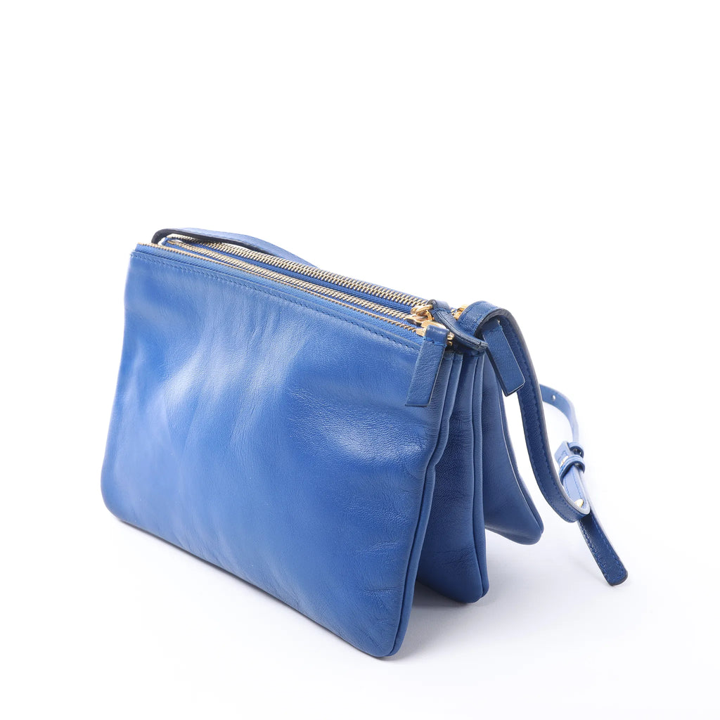 Celine Trio Small Leather Crossbody bag in Blue