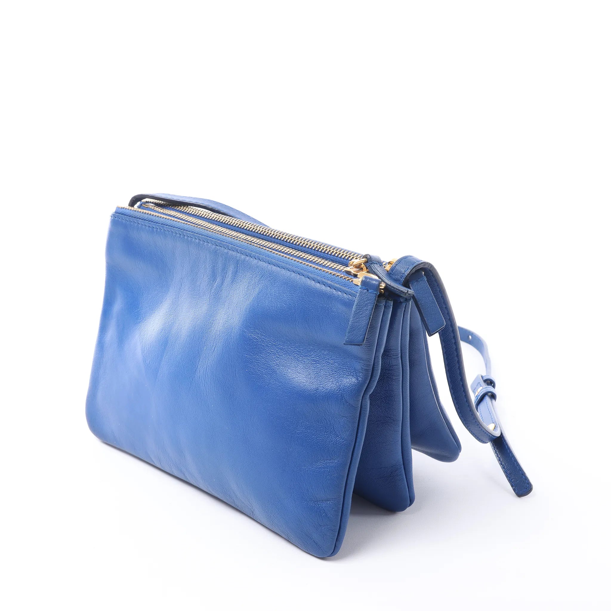 Celine Trio Small Leather Crossbody bag in Blue