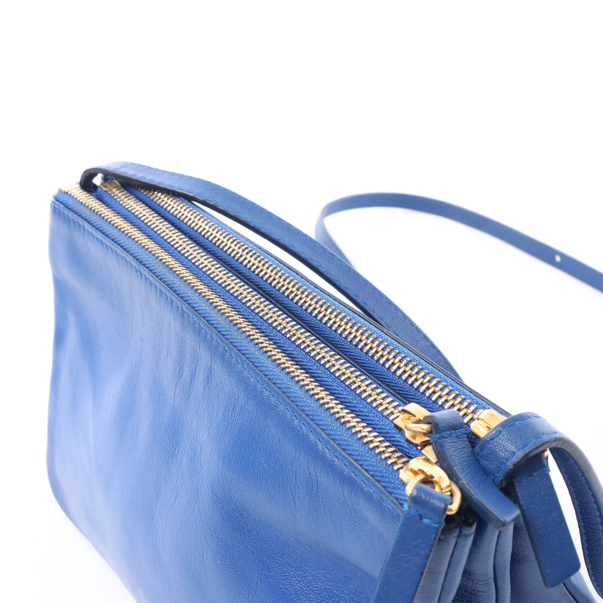 Celine Trio Small Leather Crossbody bag in Blue