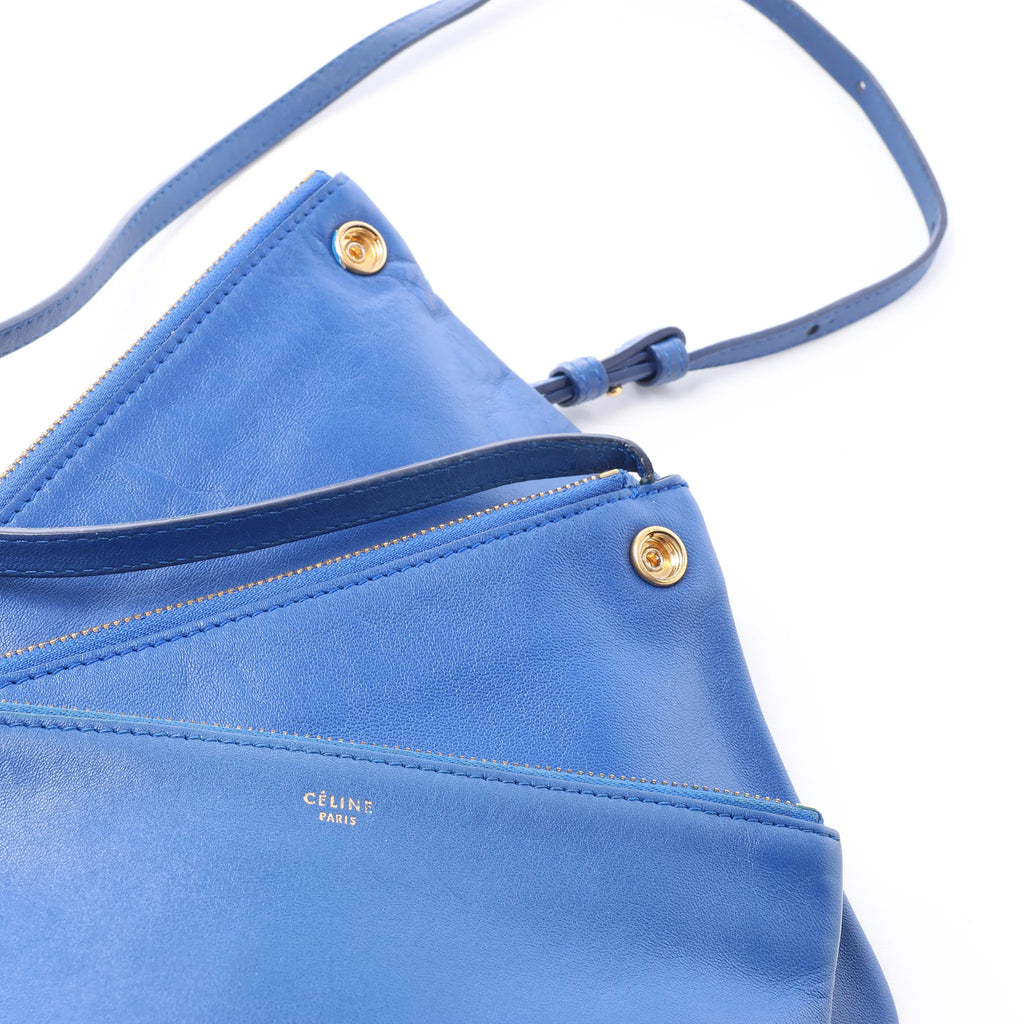 Celine Trio Small Leather Crossbody bag in Blue