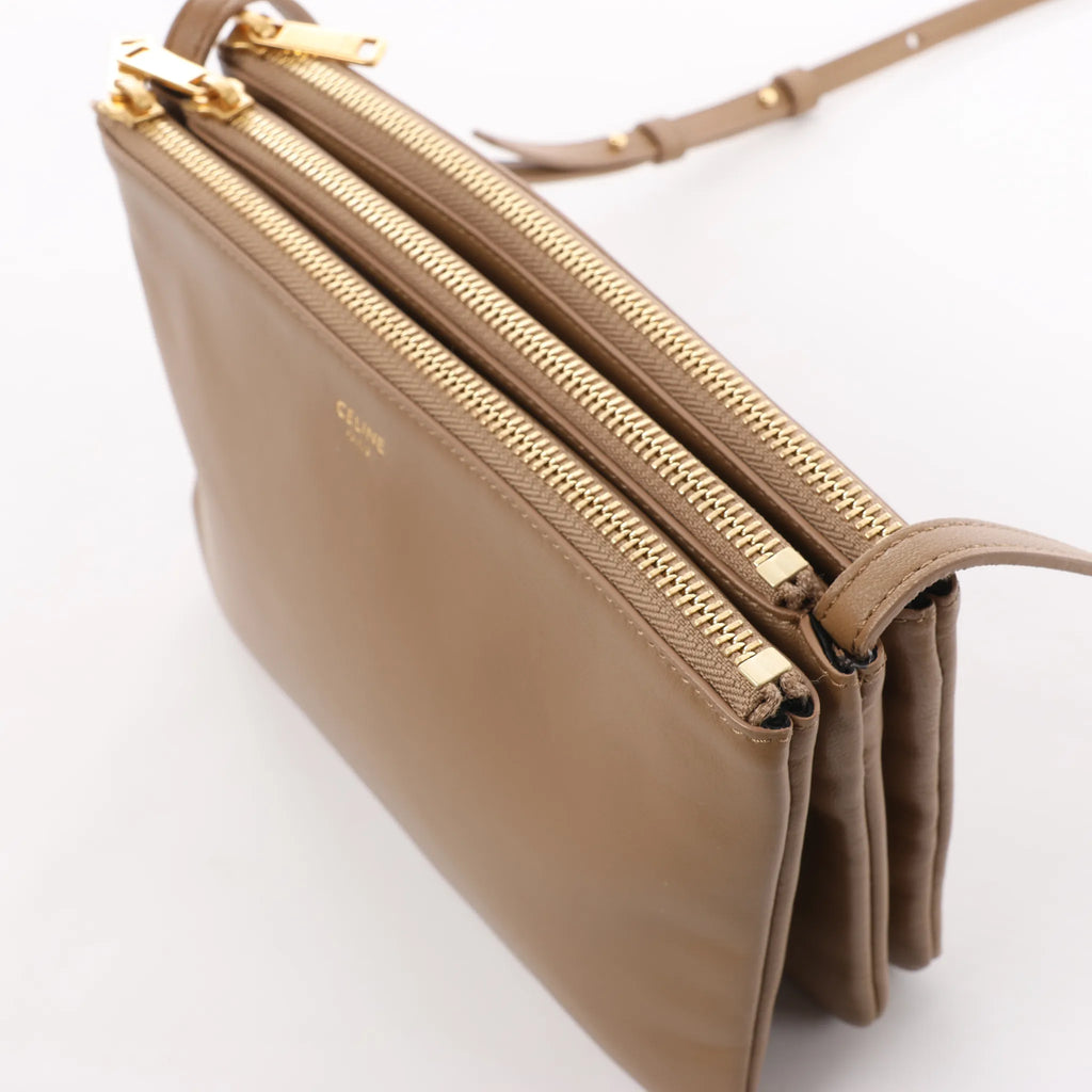 Celine Trio Small Leather Crossbody bag in Brown